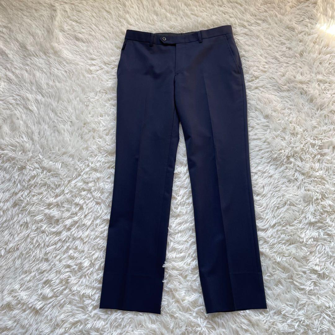 SUIT SELECTスリーピースネイビーシングル2釦スーツセットアップ