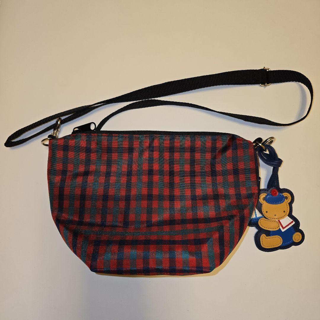 familiar ファミリア 舟形ポシェット ショルダーバッグ 赤チェック 美品