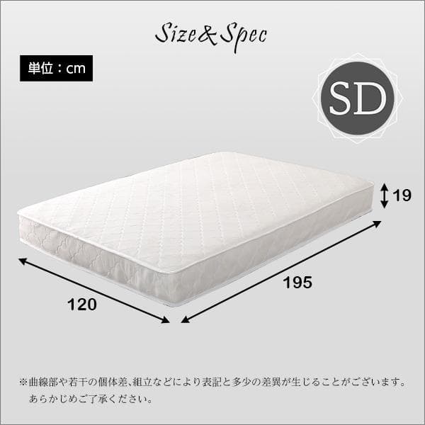 ロール梱包片面仕様ポケットコイルマットレス　セミダブル