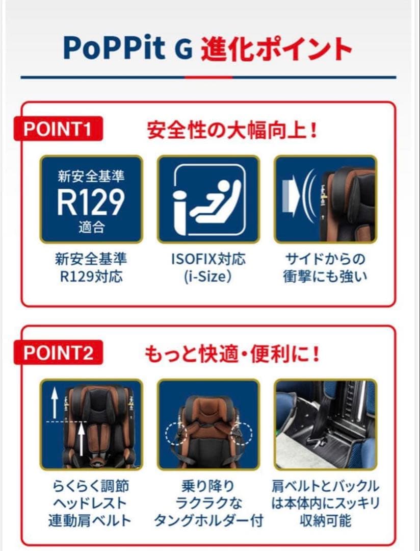 ②Nebio ジュニアポップピットG ISOFIX対応新安全基準R129