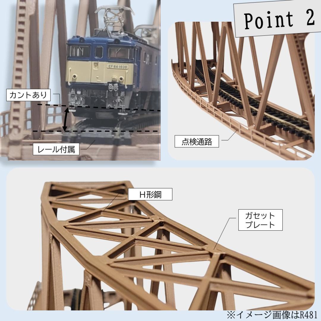 カーブトラス鉄橋 Nゲージ R481-30° ３セット 組立済