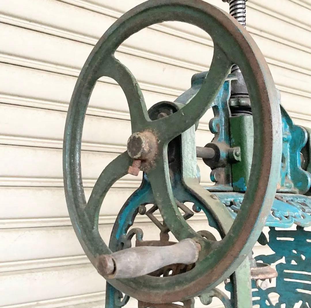 昭和 大正 レトロ 手動式 かき氷機 青緑 かき氷 アンティーク 氷削り 夏