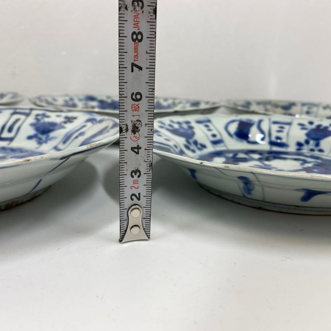 専用　中国明時代　古染付　七寸皿　7枚　チヒコ　東さ6-1201③