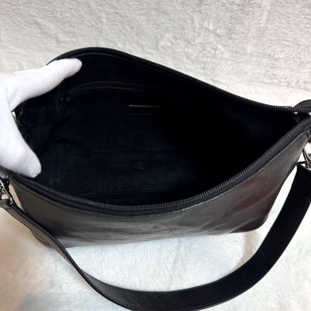 【美品】ヒロフ ワンショルダーバッグ Hロゴ レザー 2way 本革　ブラック