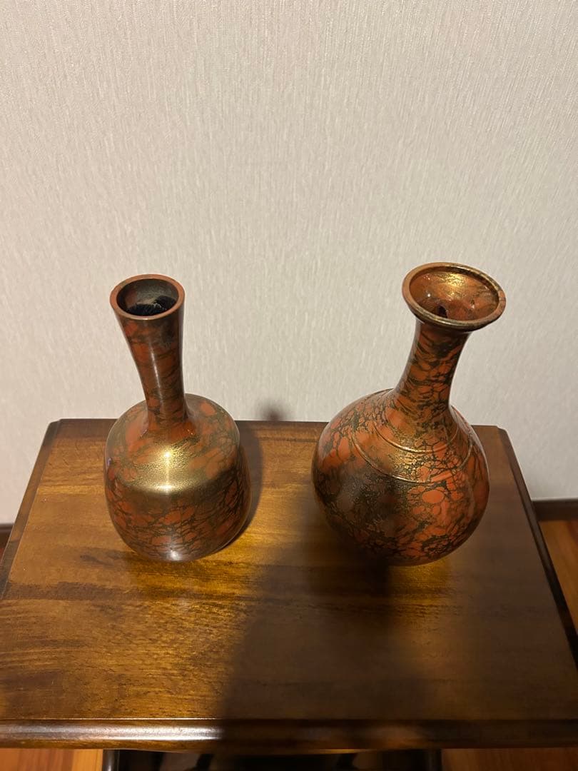 金属製花瓶 2個セット 赤銅色