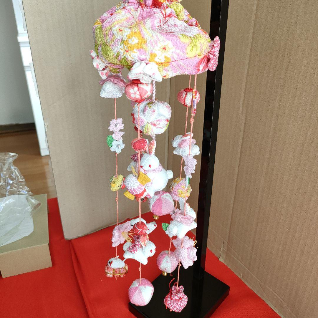 ひな祭り飾り カラフルな布製　　　(こつぶうさぎ　特小)スタンド付き