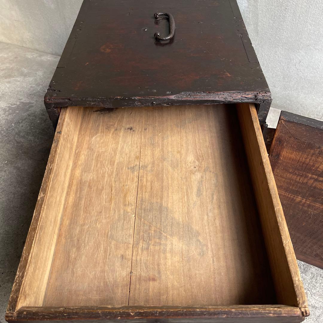骨董 時代箪笥　船箪笥　銭箱　帳場箪笥　欅製　江戸期　古家具　古道具