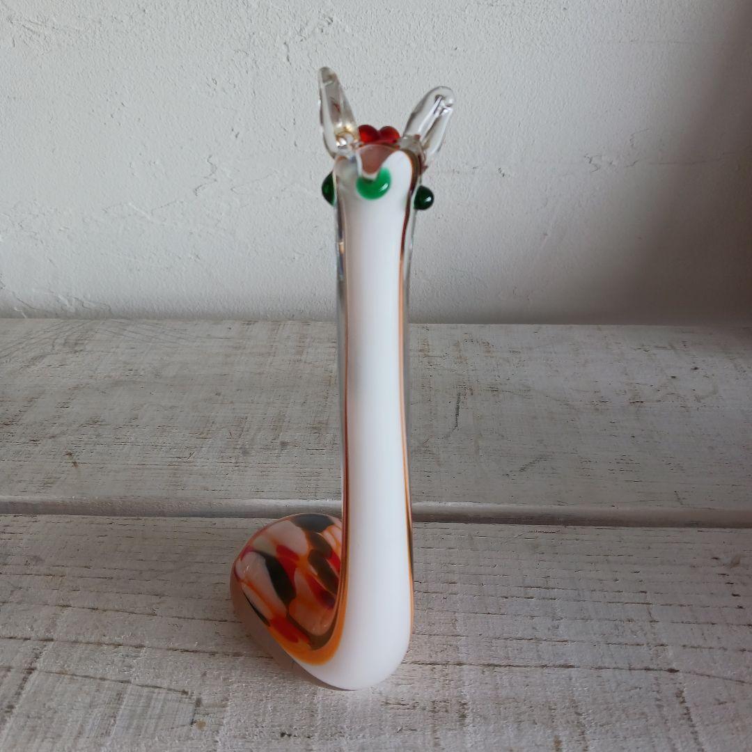 一輪挿し　ガラス　動物モチーフ　キリン