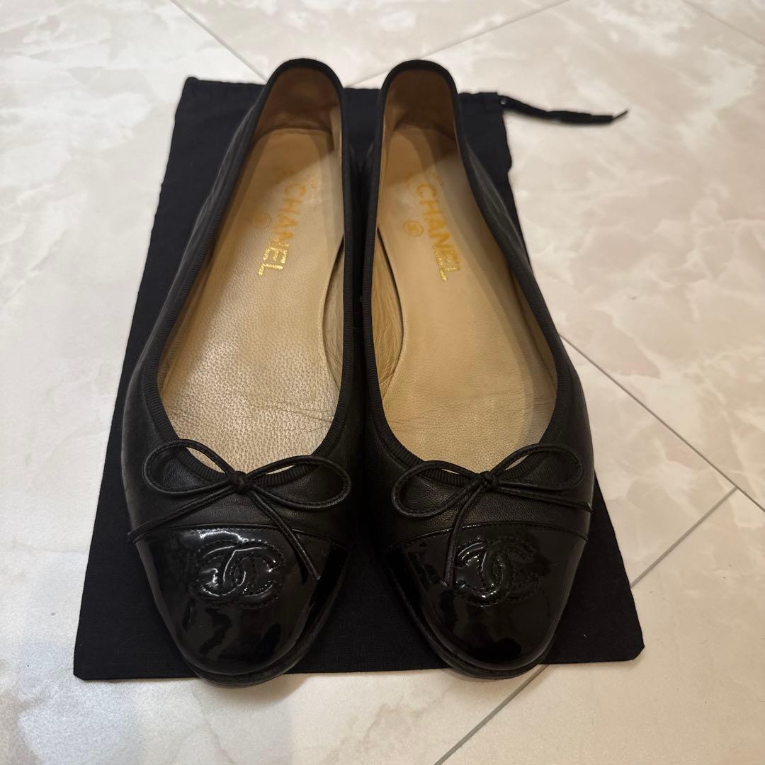 CHANEL バレエシューズ　黒　38 24cm バレリーナ　ブラック