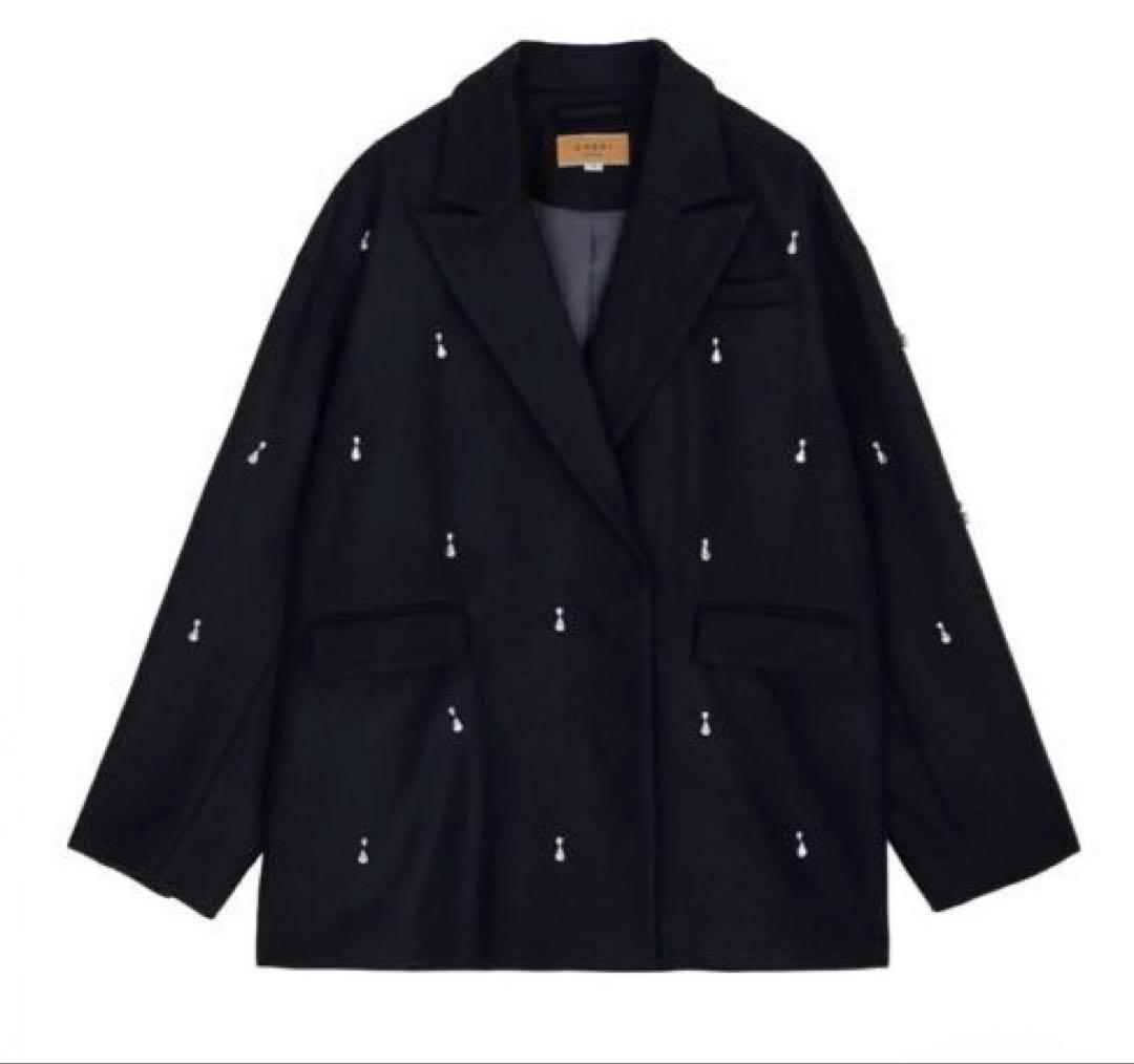 Ameri UND ELSA BIJOU WOOL JACKET ブラック M