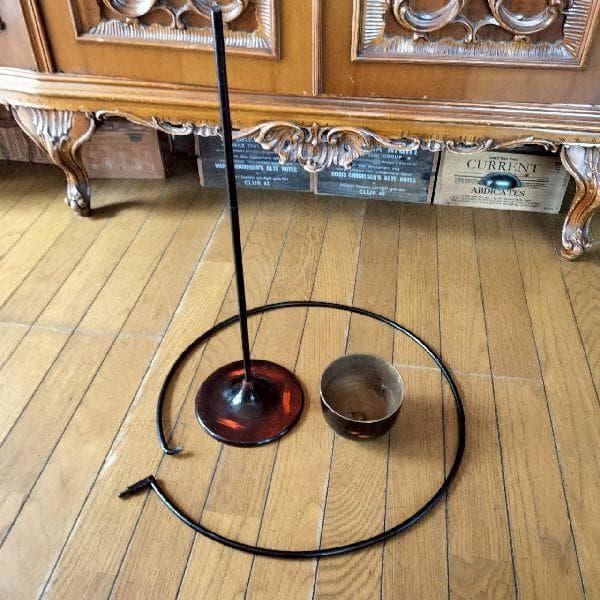ヴィンテージ 変形花器 金属 漆 大型 花瓶 花器 和モダン フラワーベース