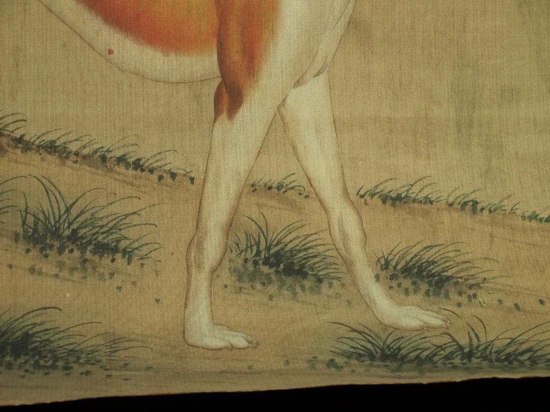 【骨董掛け軸】犬図 中国郎世寧　 清時代 肉筆保證 唐物 BD545C11-4