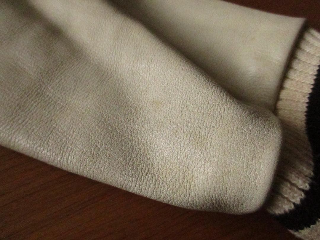 ★ローファッジRAW FUDGE袖牛革アワードジャケットL黒×白