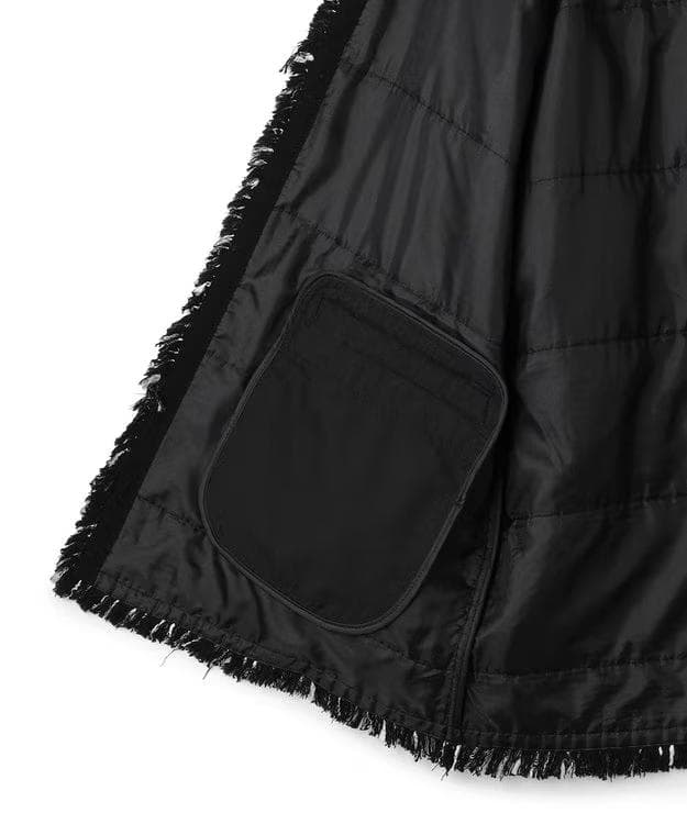 美品　ICB ロービングツイード ノーカラージャケット　ブラック×オフホワイト系