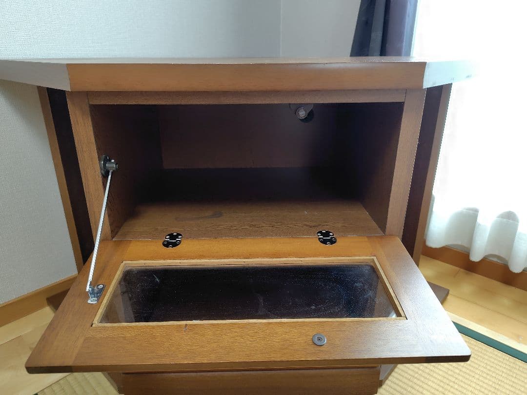 コーナーテレビ台 木製 ブラウン 引き出し付き