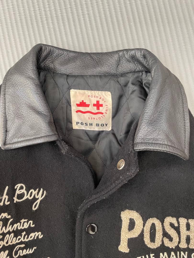 美品 POSH BOY ポッシュボーイ スタジャン80s バックロゴ 袖革