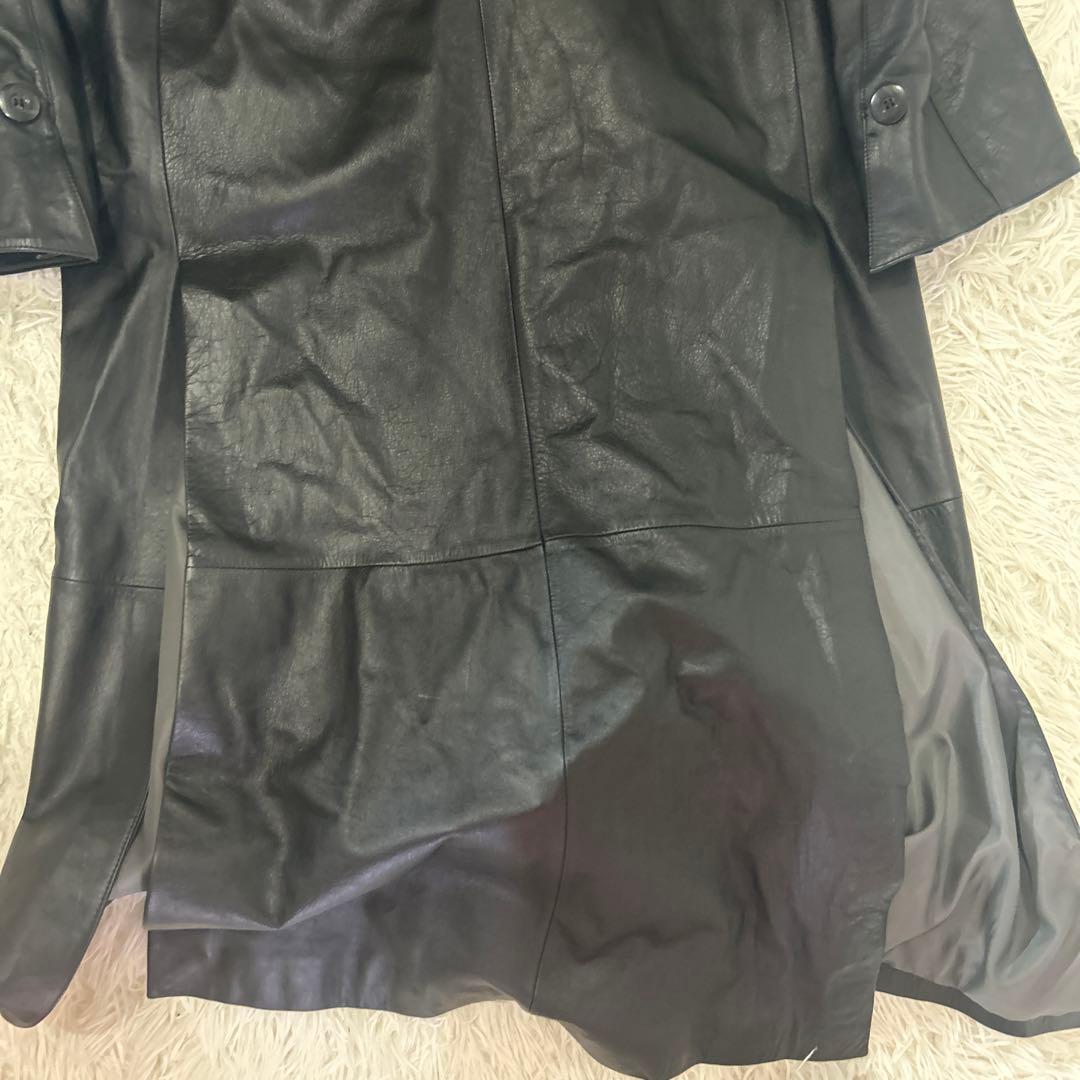 【希少】GIOVE GIUNOE レザーダブルコート　牛革　黒　超ロング　L
