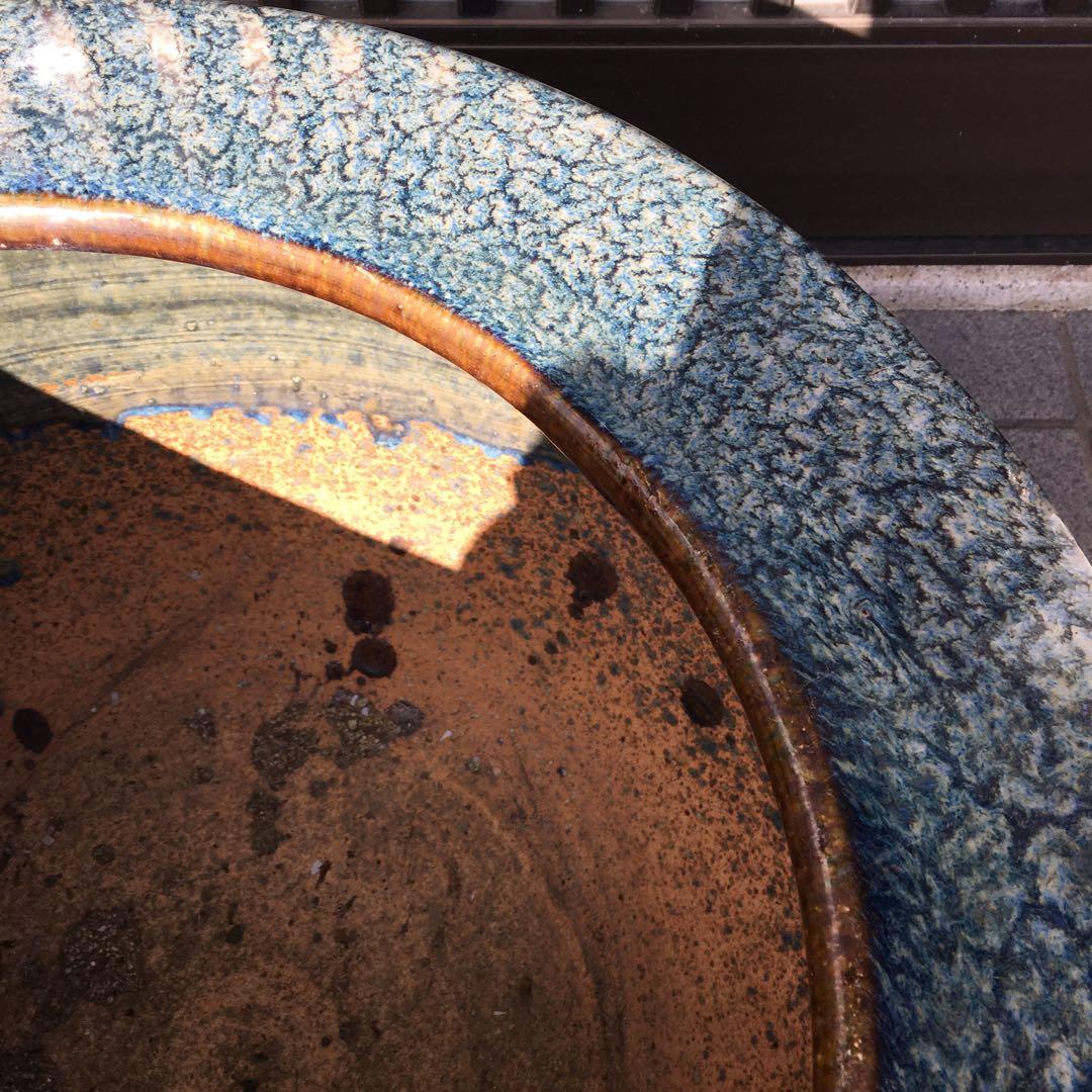 睡蓮鉢 　直径約56cm　火鉢 金魚鉢 睡蓮鉢 染付 メダカ鉢 大型陶器