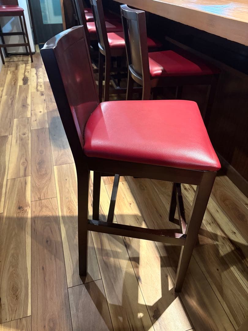 居酒屋向き9脚セット 赤いレザー風バースタイルチェア