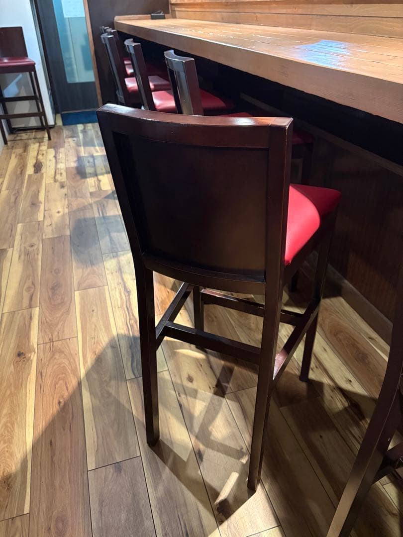 居酒屋向き9脚セット 赤いレザー風バースタイルチェア