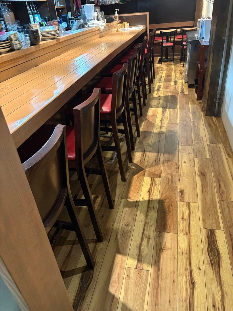居酒屋向き9脚セット 赤いレザー風バースタイルチェア