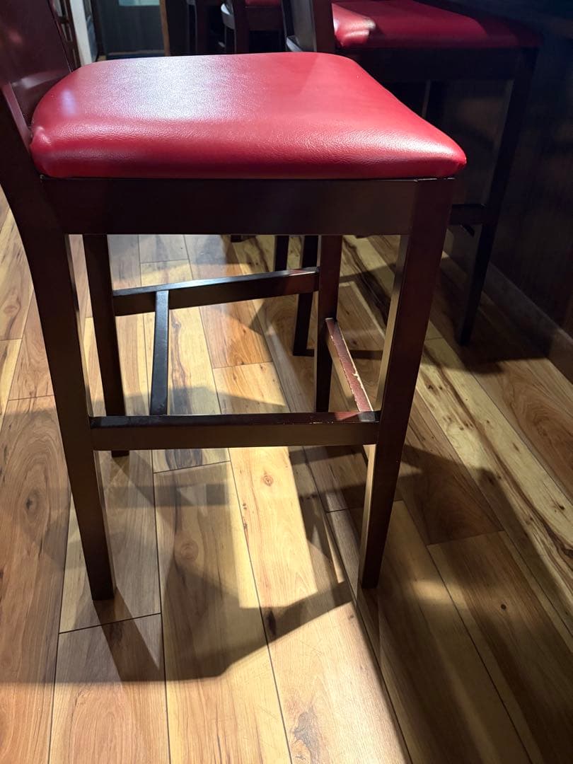 居酒屋向き9脚セット 赤いレザー風バースタイルチェア