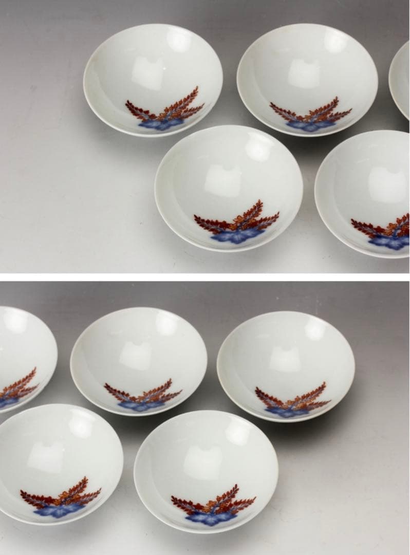 【極レア】十一代 今泉今右衛門 錦桐絵酒器揃 錦牡丹絵小皿 五客 共箱